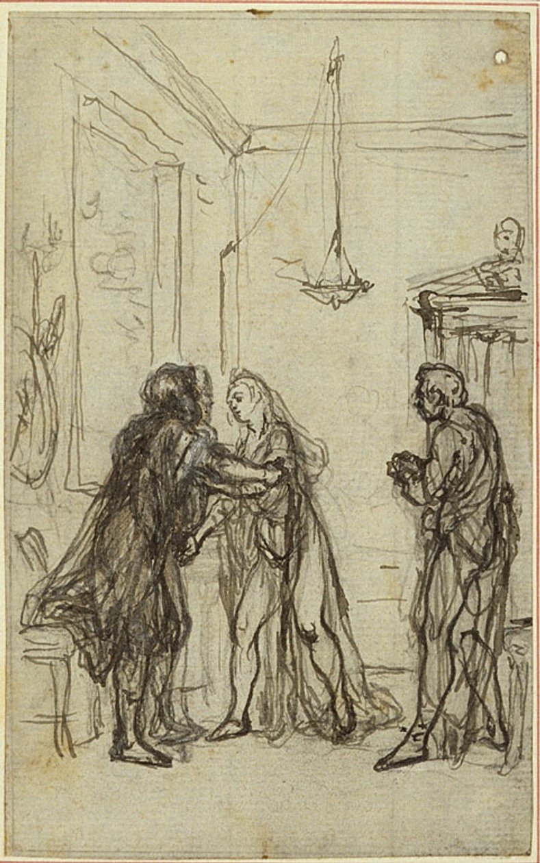 Studie voor Lucains "La Pharsale", Canto II door Hubert Francois Gravelot