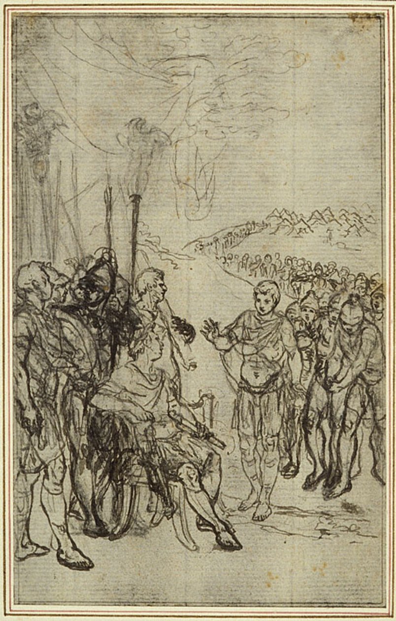 Studie voor Lucains "La Pharsale", Canto IV door Hubert Francois Gravelot