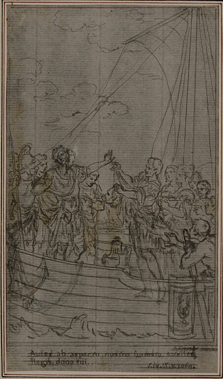 Studie voor Lucains "La Pharsale", Canto IX door Hubert Francois Gravelot