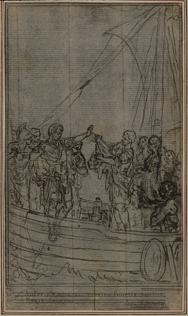 Studie voor Lucains "La Pharsale", Canto IX door Hubert Francois Gravelot
