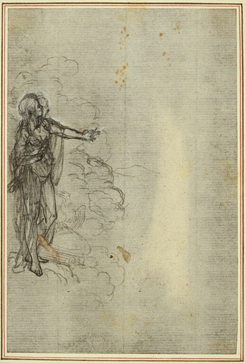 Studie voor Lucains "La Pharsale", Canto I, Staande vrouwenfiguur door Hubert Francois Gravelot