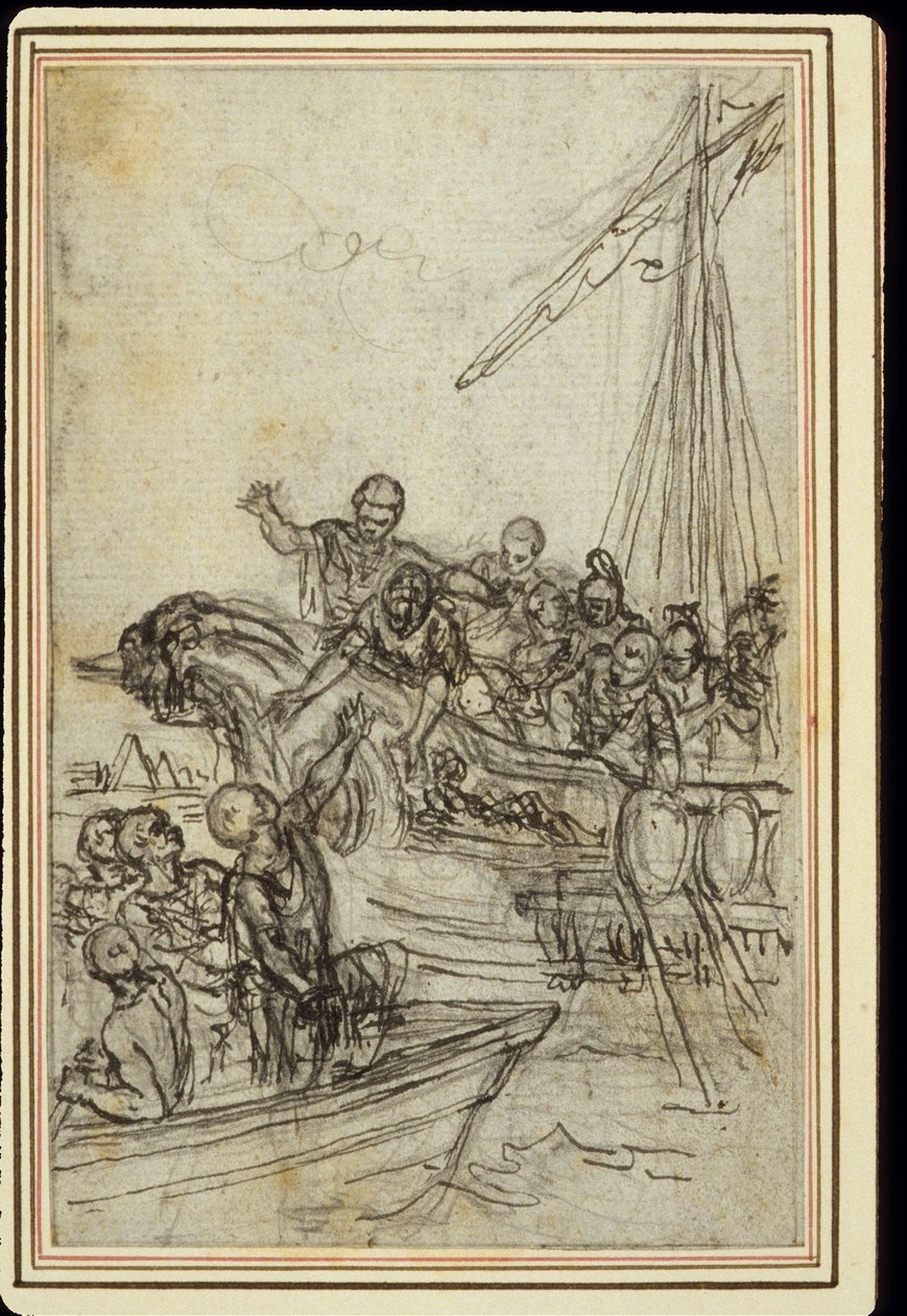 Studie voor Lucains "La Pharsale", Canto VIII door Hubert Francois Gravelot