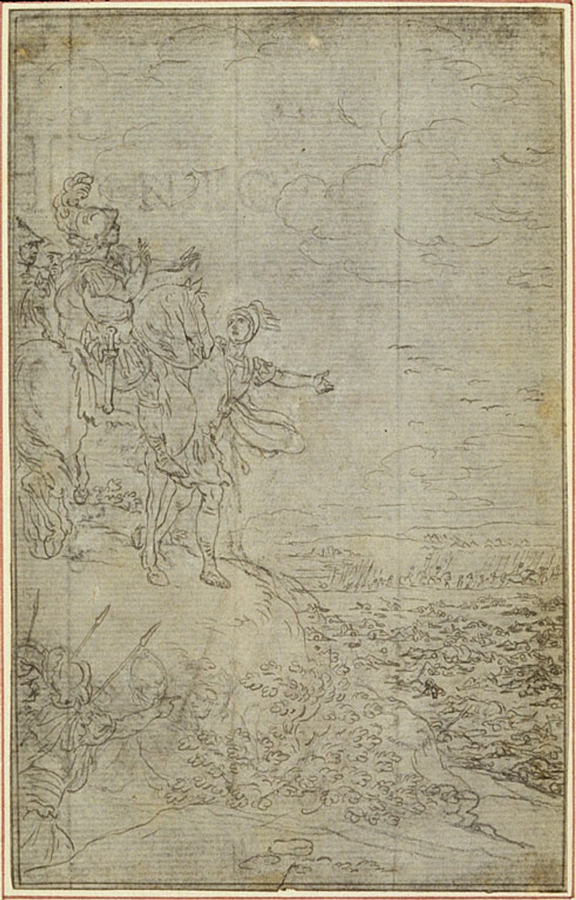 Studie voor Lucains "La Pharsale", Canto VII door Hubert Francois Gravelot