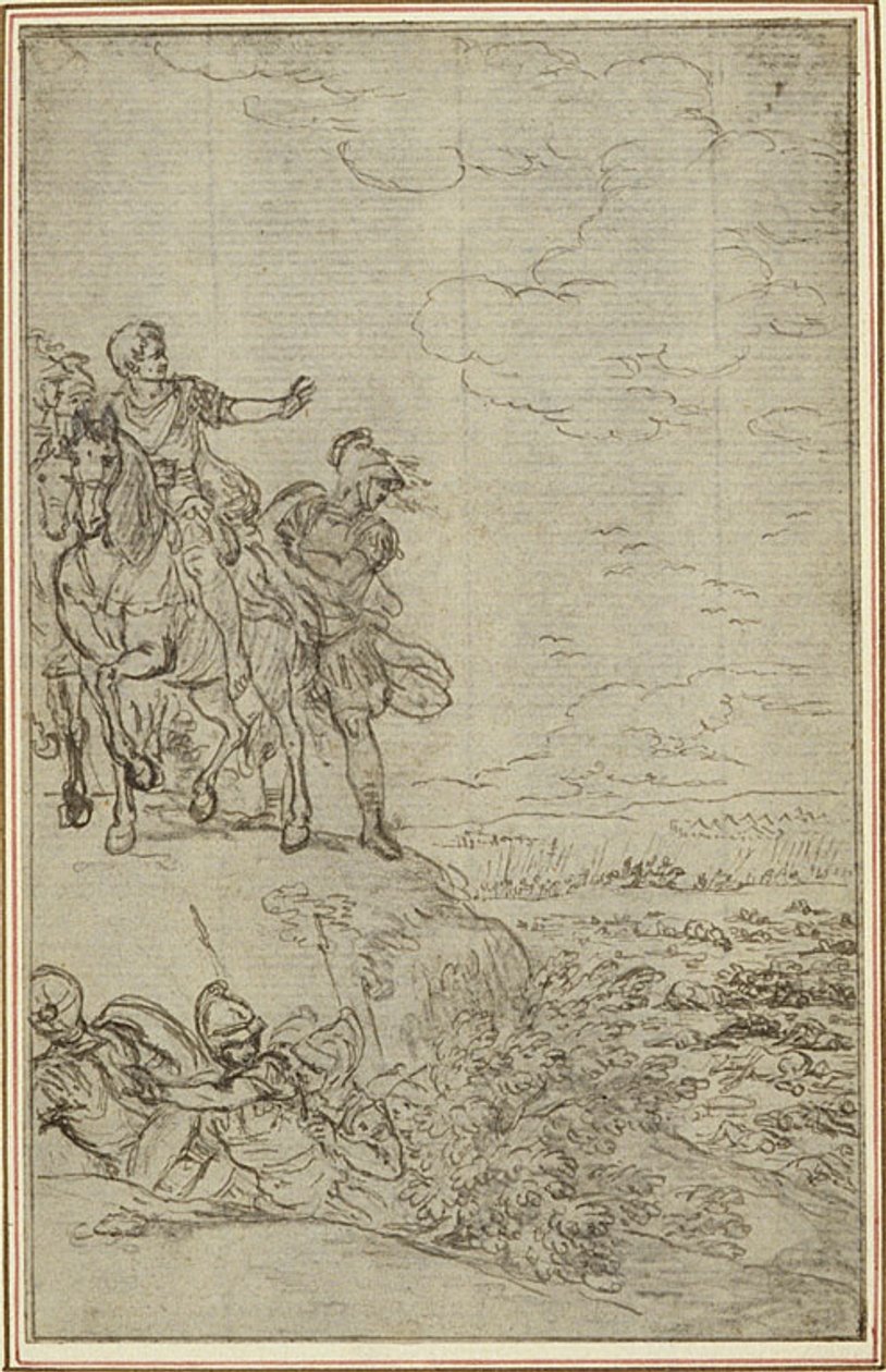 Studie voor Lucains "La Pharsale", Canto VII door Hubert Francois Gravelot