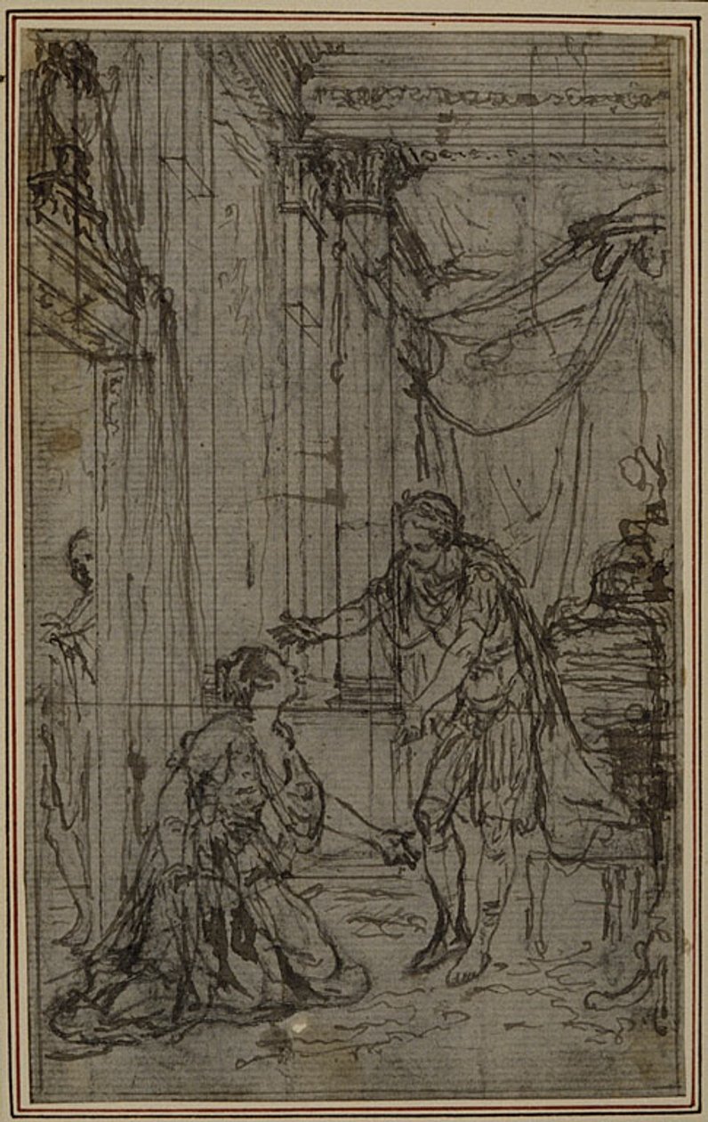 Studie voor Lucains "La Pharsale", Canto X door Hubert Francois Gravelot