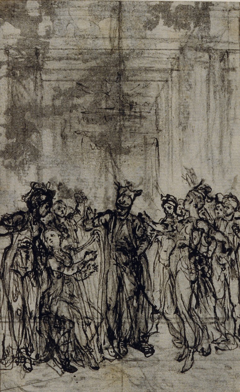 Studie voor vignet in "Contes Moraux" van Jean François Marmontel door Hubert Francois Gravelot