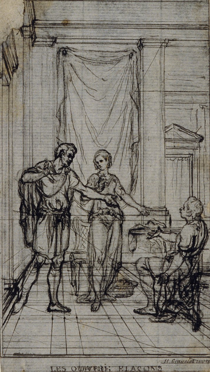 Studie voor vignet in "Contes Moraux" van Jean François Marmontel door Hubert Francois Gravelot