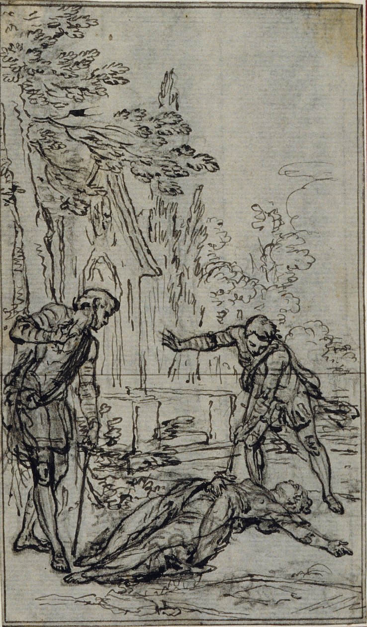 Studie voor vignet in Voltaire