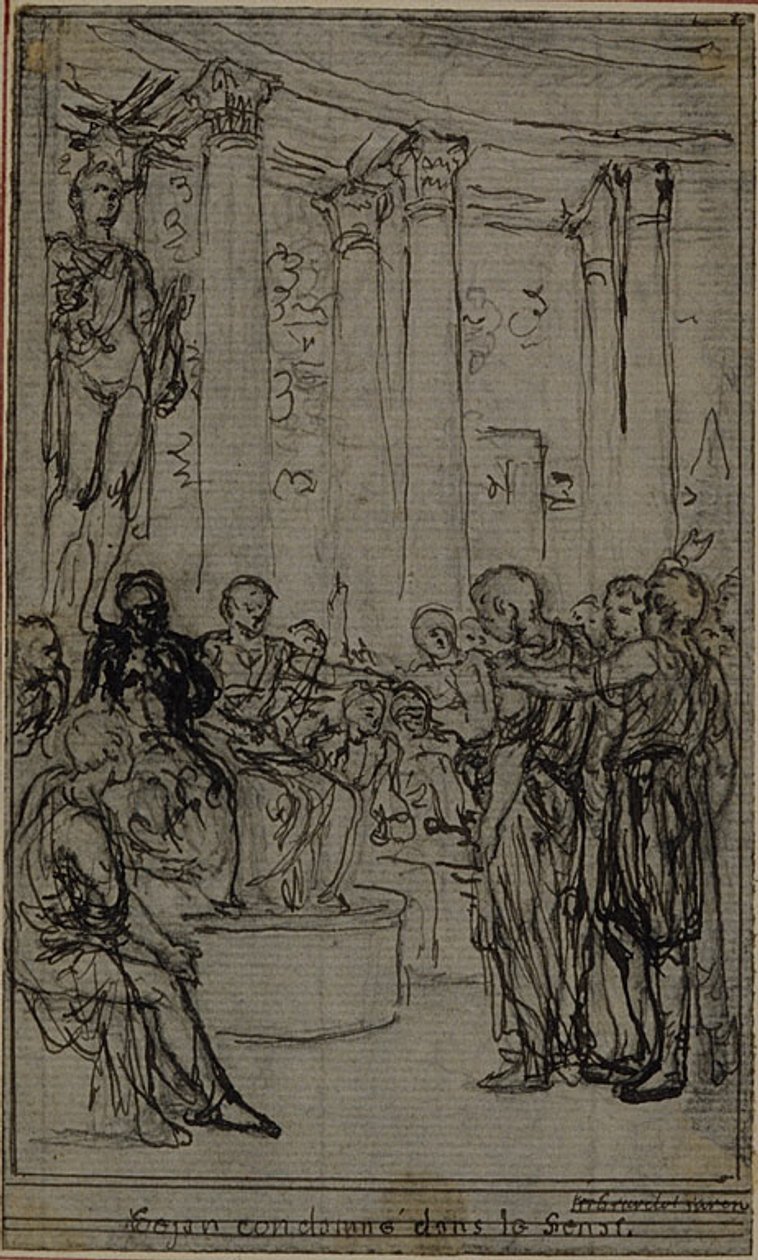 Studie voor een illustratie in Tacitus "Tiberius, of De zes eerste boeken van de Annalen", Boek V, Vol. 3, 1e Studie door Hubert Francois Gravelot