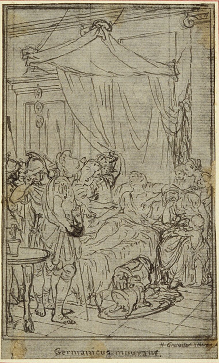 Studie voor een illustratie in Tacitus "Tiberius, of De zes eerste boeken van de Annalen" Boek II, Deel 1 door Hubert Francois Gravelot