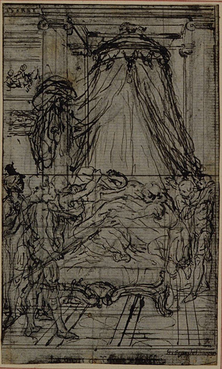 Studie voor een illustratie in Tacitus "Tiberius, of De zes eerste boeken van de Annalen", Boek VI, Vol. 3, 2e Studie door Hubert Francois Gravelot