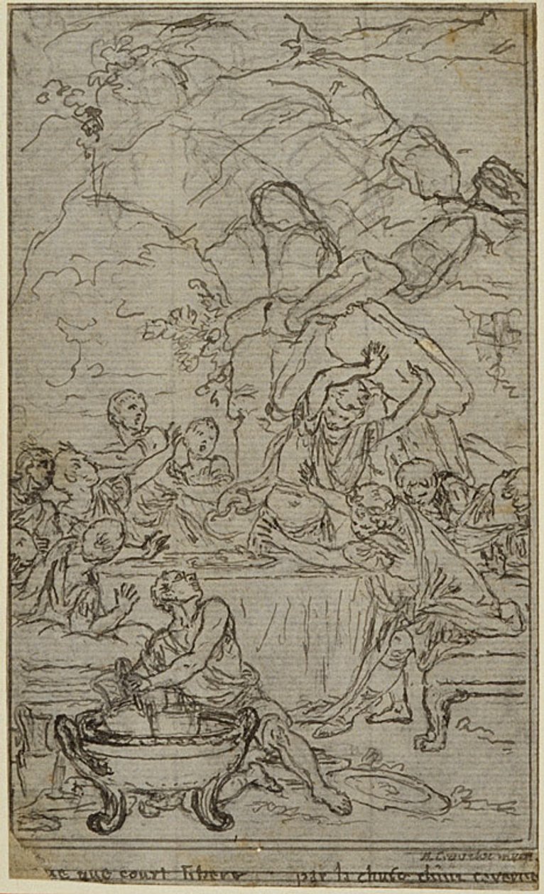 Studie voor een illustratie in Tacitus "Tiberius, of De zes eerste boeken van de Annalen", Boek IV, Deel 2, 2e Studie door Hubert Francois Gravelot