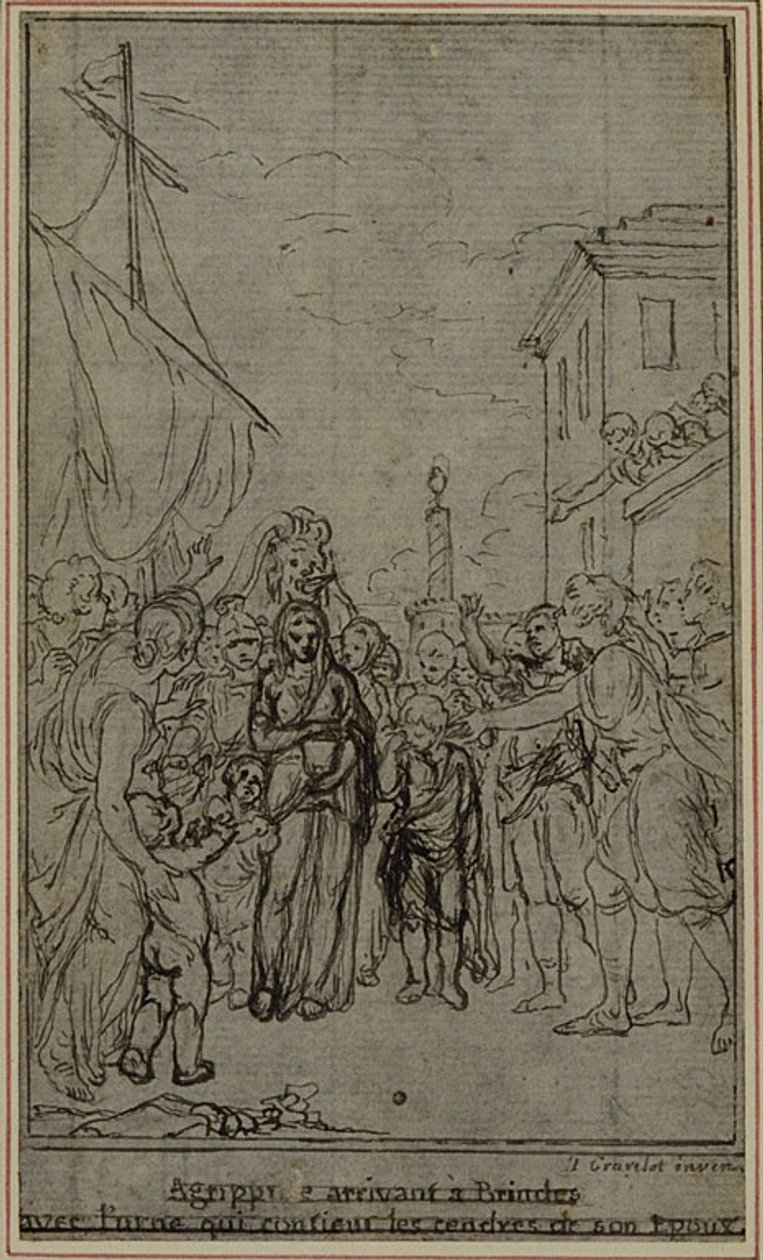 Studie voor een illustratie in Tacitus "Tiberius, of De zes eerste boeken van de Annalen", Boek III, Deel 2, 2e Studie door Hubert Francois Gravelot
