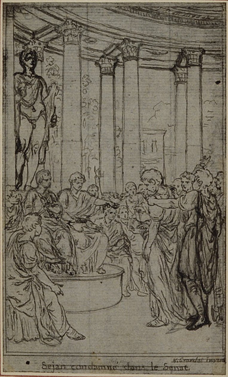Studie voor een illustratie in Tacitus "Tiberius, of De zes eerste boeken van de Annalen", Boek V, Vol. 3, 2e Studie door Hubert Francois Gravelot