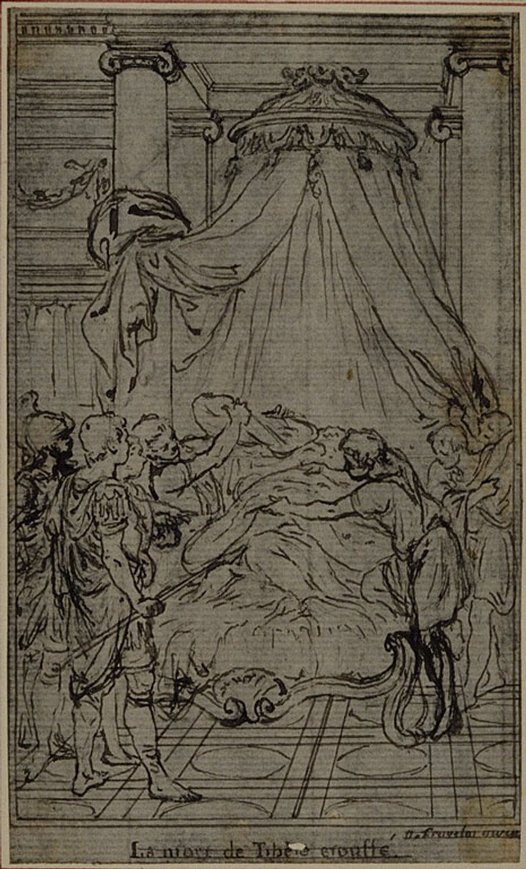 Studie voor een illustratie in Tacitus "Tiberius, of De zes eerste boeken van de Annalen", Boek VI, Vol. 3, Eindstudie door Hubert Francois Gravelot