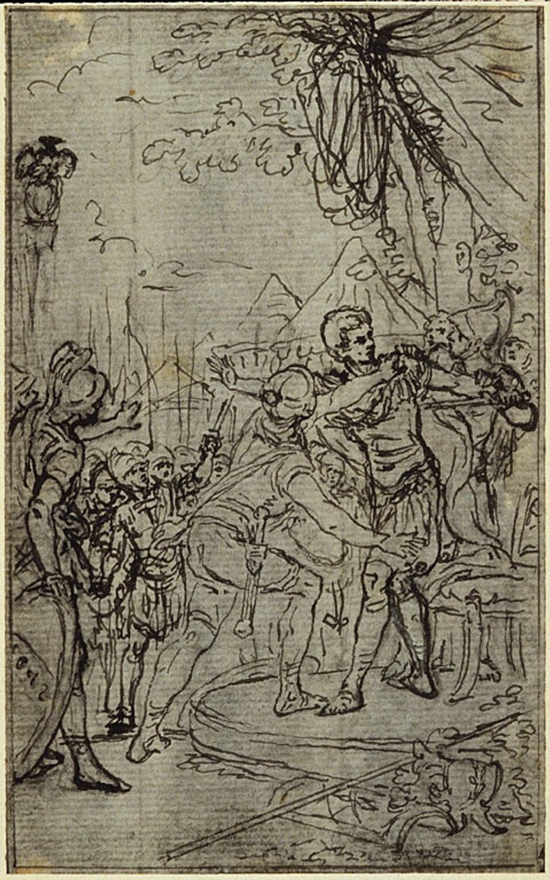 Studie voor een illustratie in Tacitus "Tiberius, of De zes eerste boeken van de Annalen" Boek I, Deel 1, 3e Studie door Hubert Francois Gravelot