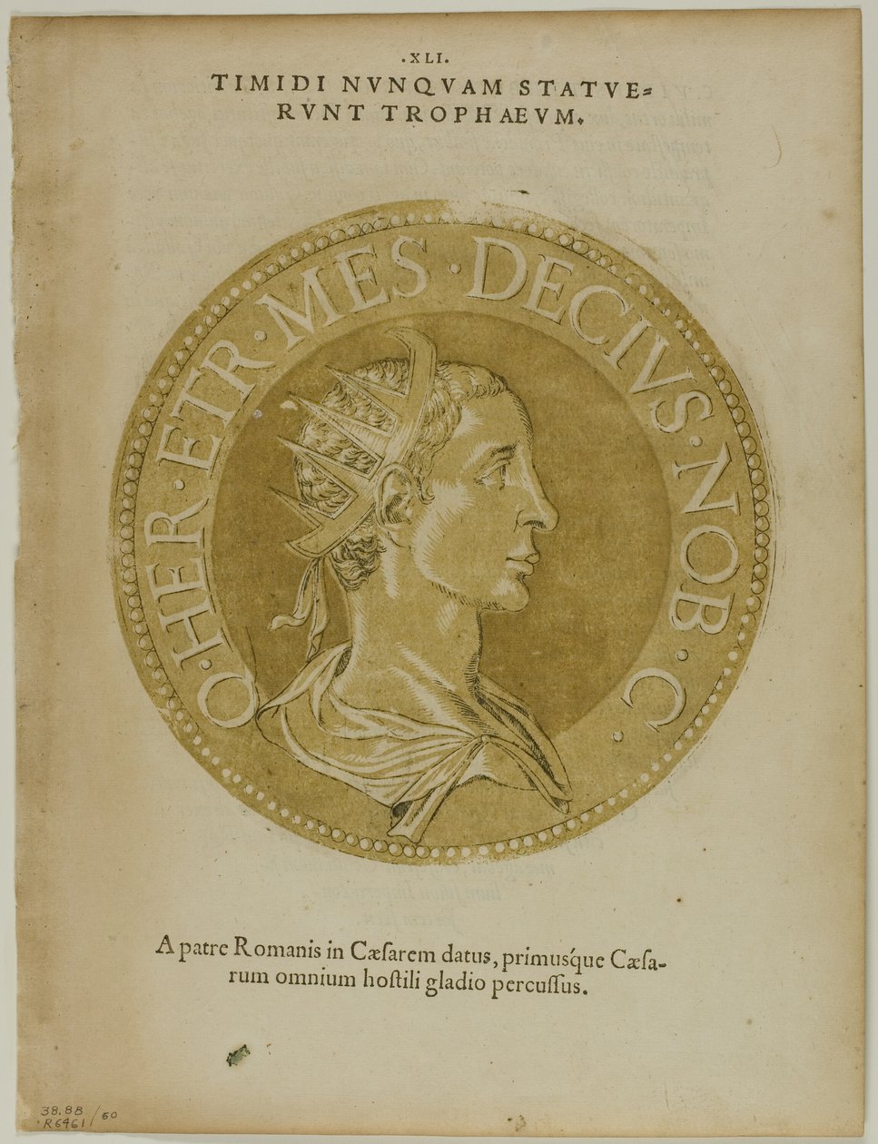 Keizer Decius uit Icones Imperatorum Romanorum, plaat 60 uit Houtsneden uit boeken van de XVIe eeuw door Hubert Goltzius