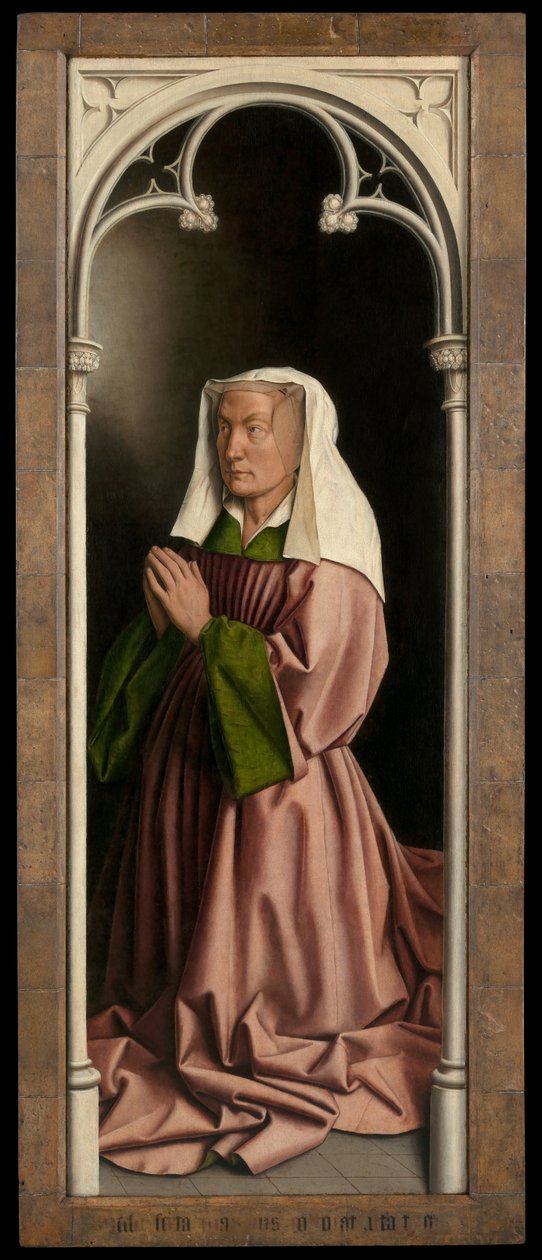 Portret van Lysbette Borluut, paneel van de buitenkant van het Gentse Altaarstuk door Hubert & Jan van (1390 1441) Eyck