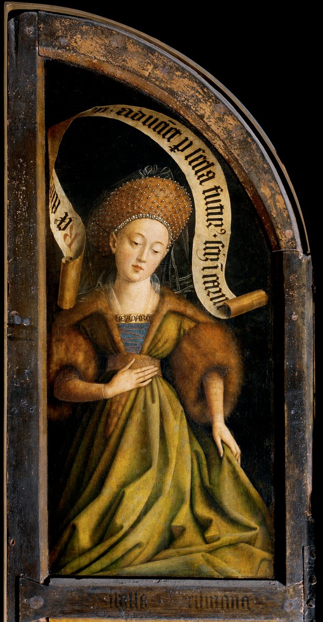 Cumaeense Sibylle, van de buitenkant van de rechtervleugel van het Gentse altaarstuk door Hubert & Jan van (1390-1441) Eyck