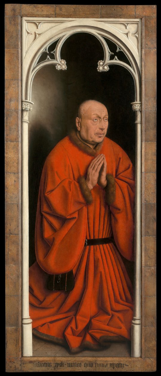 Portret van Joost Vijdt, paneel van de buitenkant van het Gentse Altaarstuk door Hubert & Jan van (1390-1441) Eyck