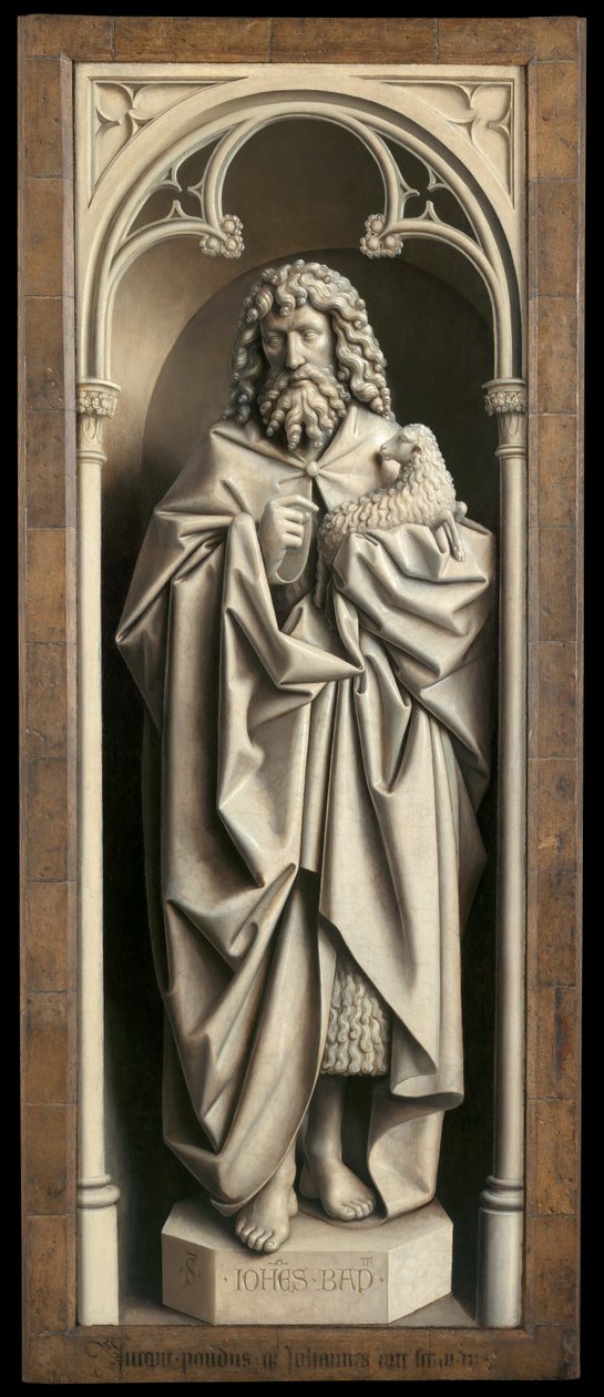 St. Johannes de Doper, van het exterieur van de linker vleugel van het Lam Gods door Hubert & Jan van (1390-1441) Eyck