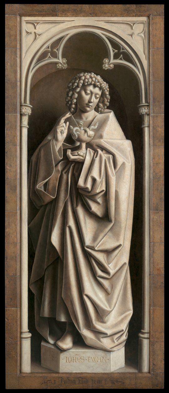 St. Johannes de Evangelist, van het exterieur van de rechter vleugel van het Lam Gods door Hubert & Jan van (1390 1441) Eyck