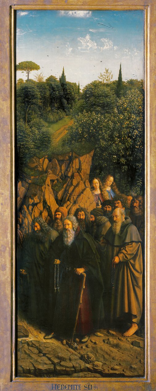De Hermieten, van de rechterkant van het Gentse Altaarstuk door Hubert & Jan van (1390-1441) Eyck