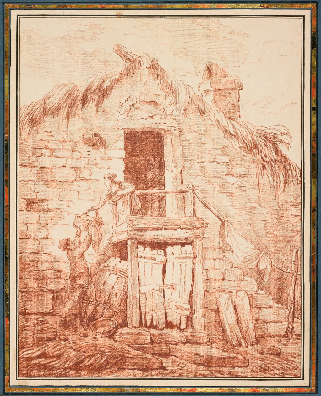 Een stenen huisje door Hubert Robert