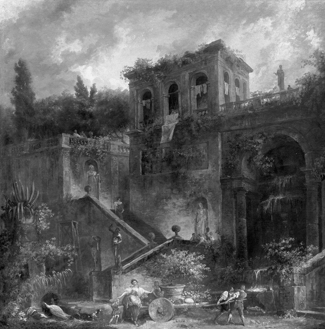 Opgang naar de Farnesische tuinen op de Palatijn door Hubert Robert