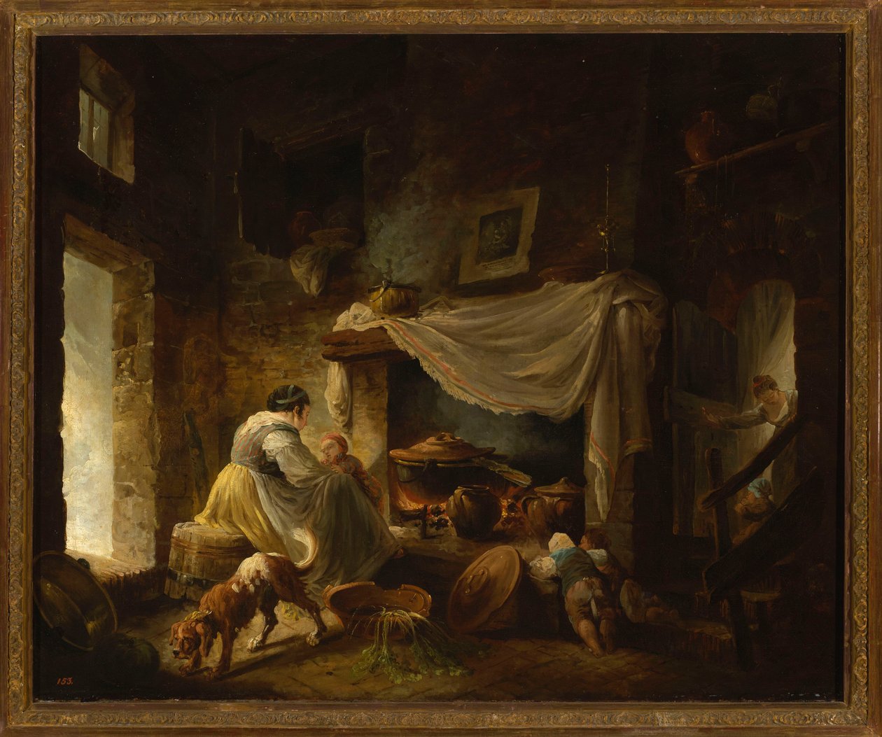 Boerenkeuken in puin (Italiaanse keuken) door Hubert Robert