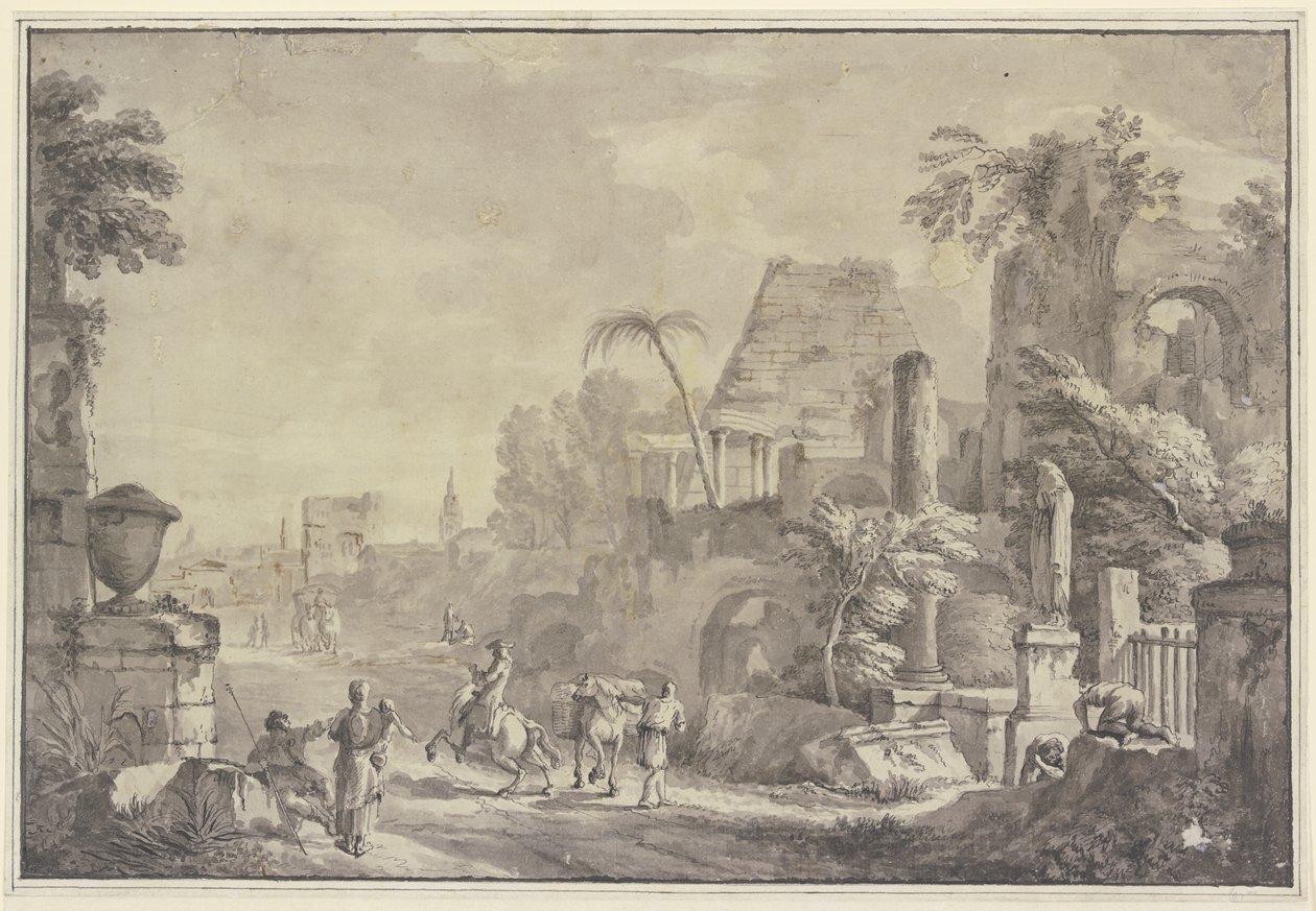 Heroïsch landschap door Hubert Robert