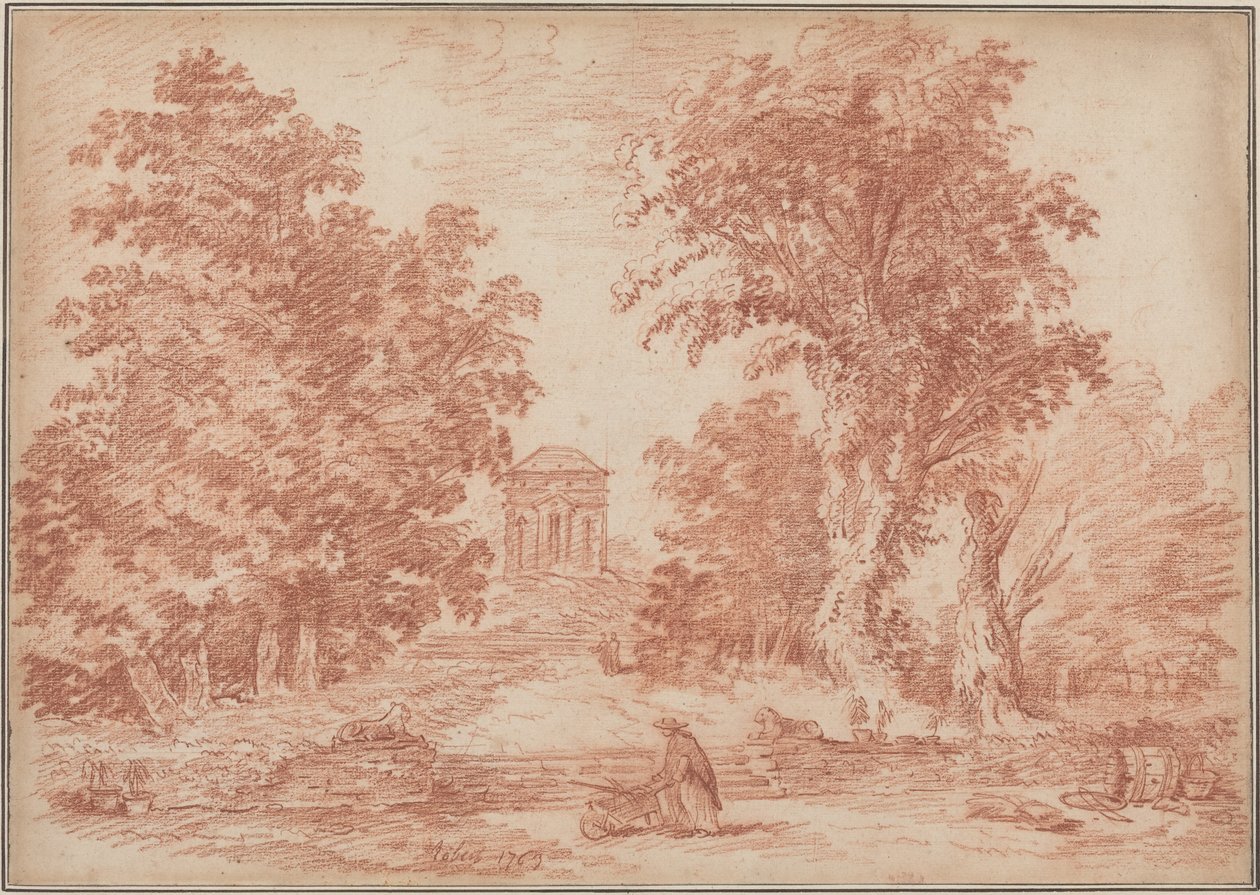 Italiaans park met een tempietto door Hubert Robert