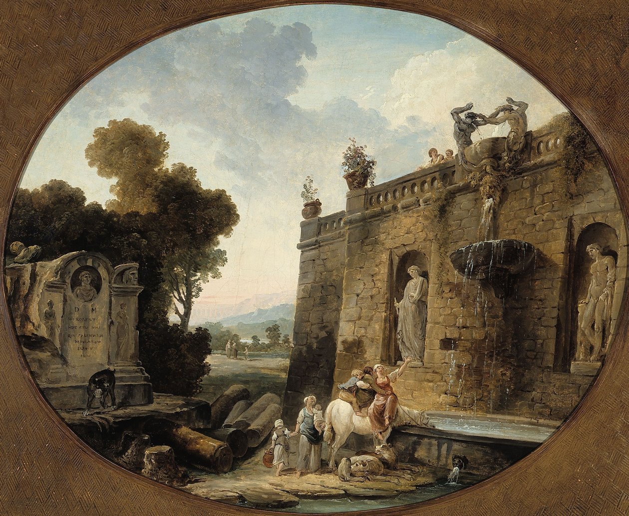 De drinkplaats door Hubert Robert