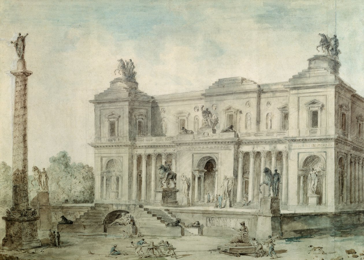 Le Musée des Antiques, ca. 1800 door Hubert Robert