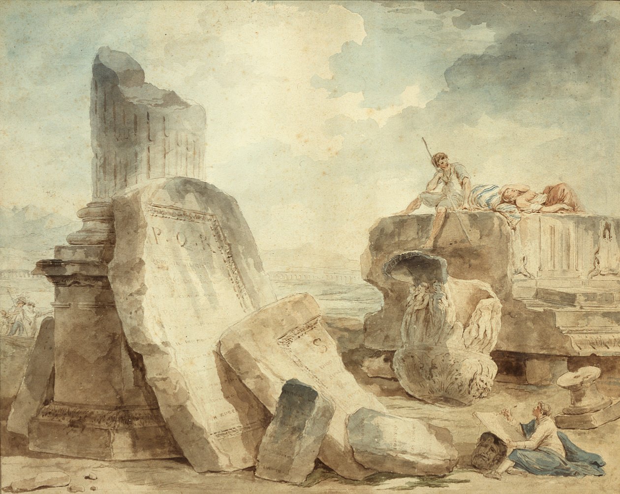 Ruïnes met figuren door Hubert Robert