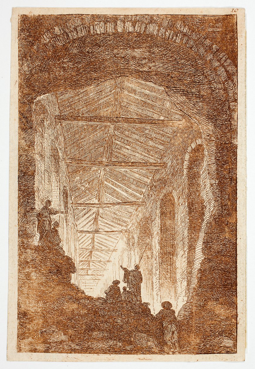 De Antieke Galerij, plaat tien uit Les Soirées de Rome door Hubert Robert