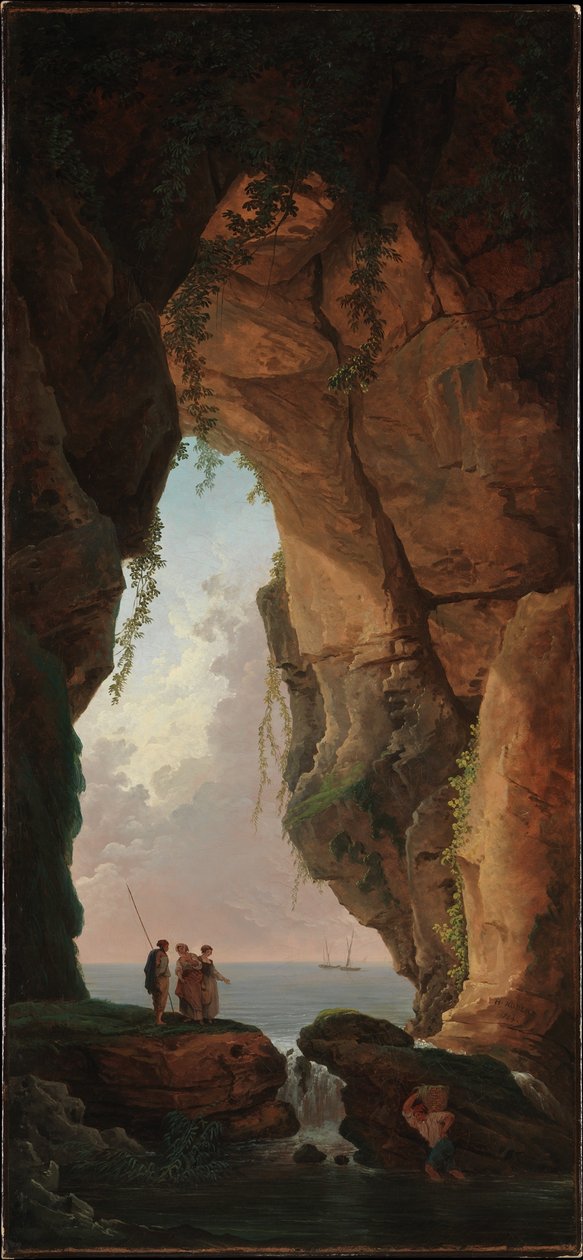 De ingang van een grot door Hubert Robert
