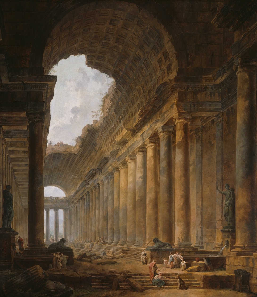 De oude tempel door Hubert Robert