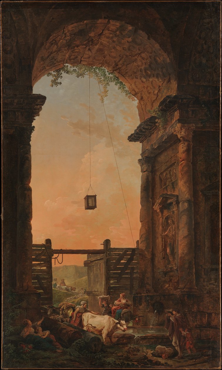 De terugkeer van het vee door Hubert Robert