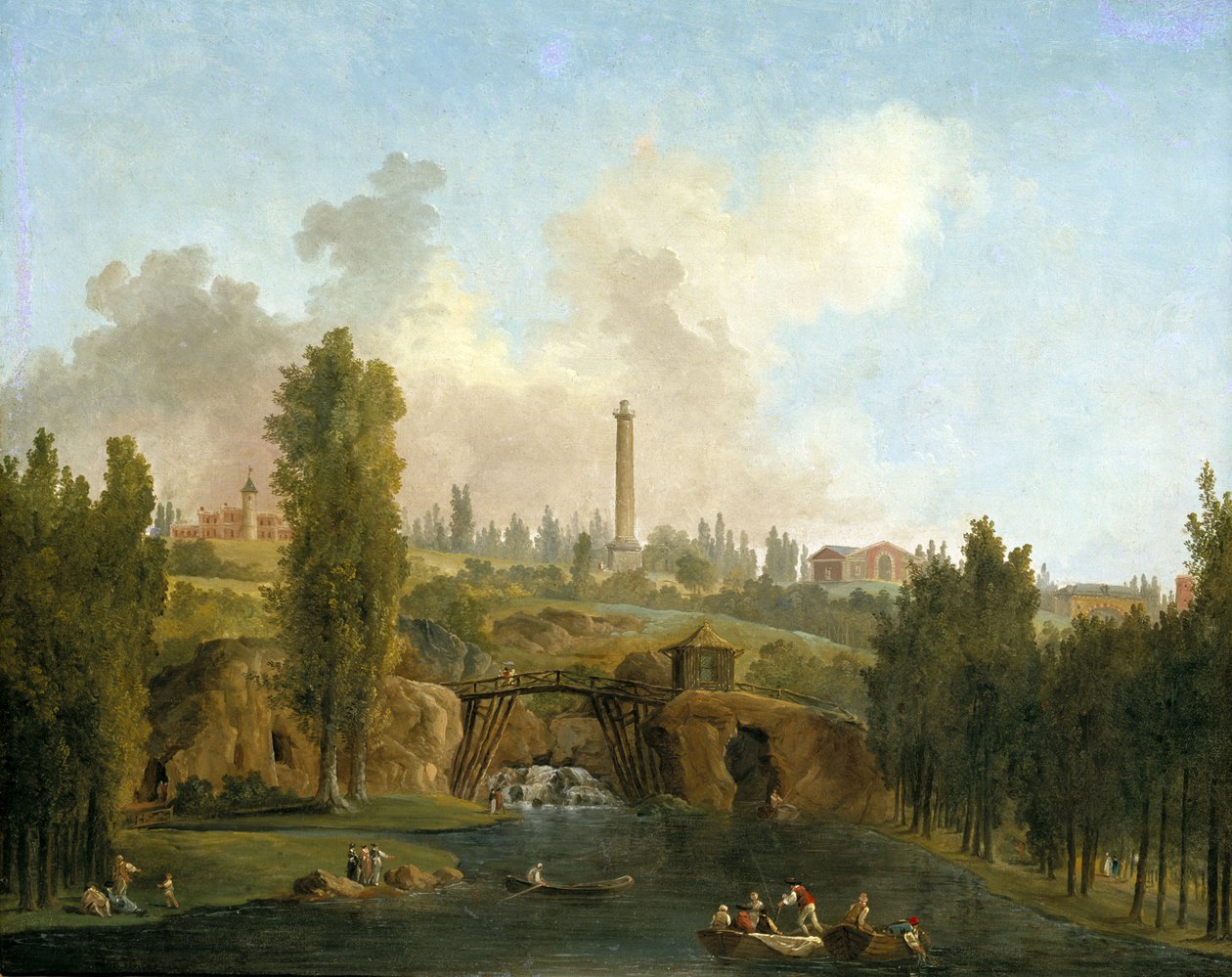 Uitzicht op het Park van Méréville door Hubert Robert