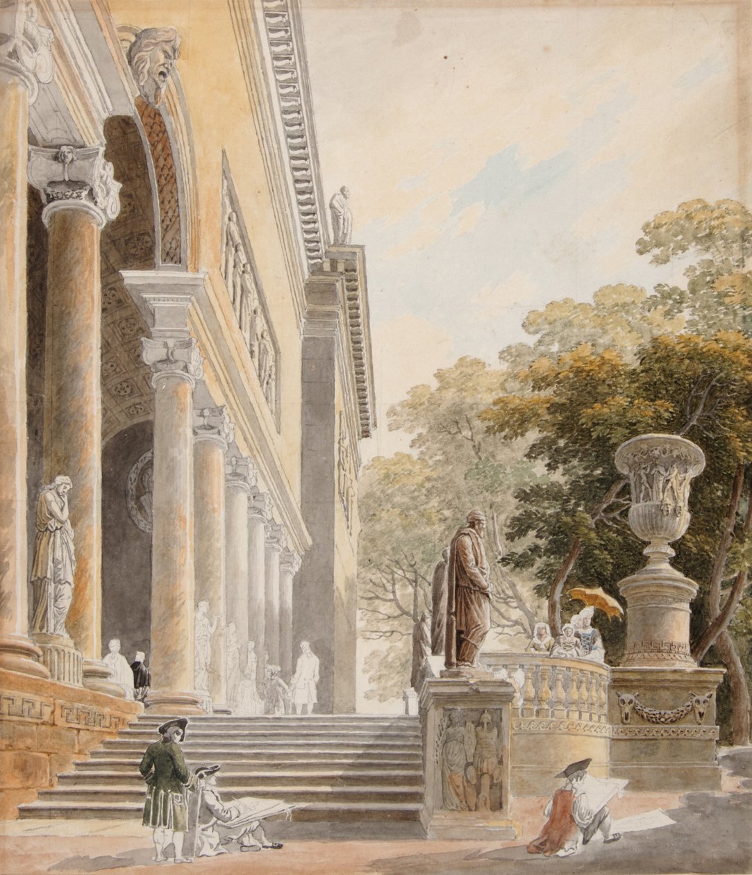 Gezicht op de Villa Medici door Hubert Robert