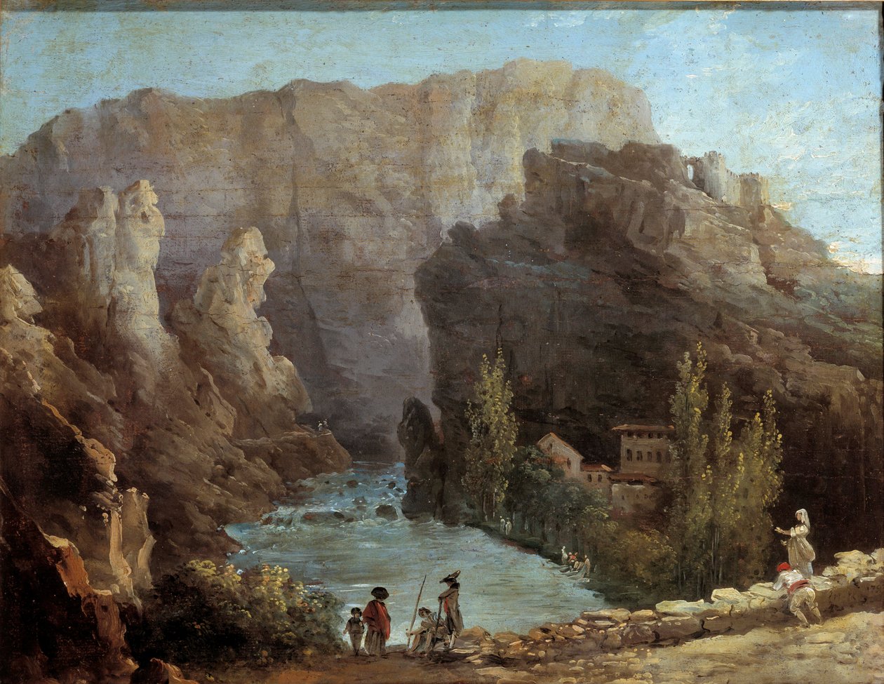 Uitzicht op de fontein Vaucluse door Hubert Robert