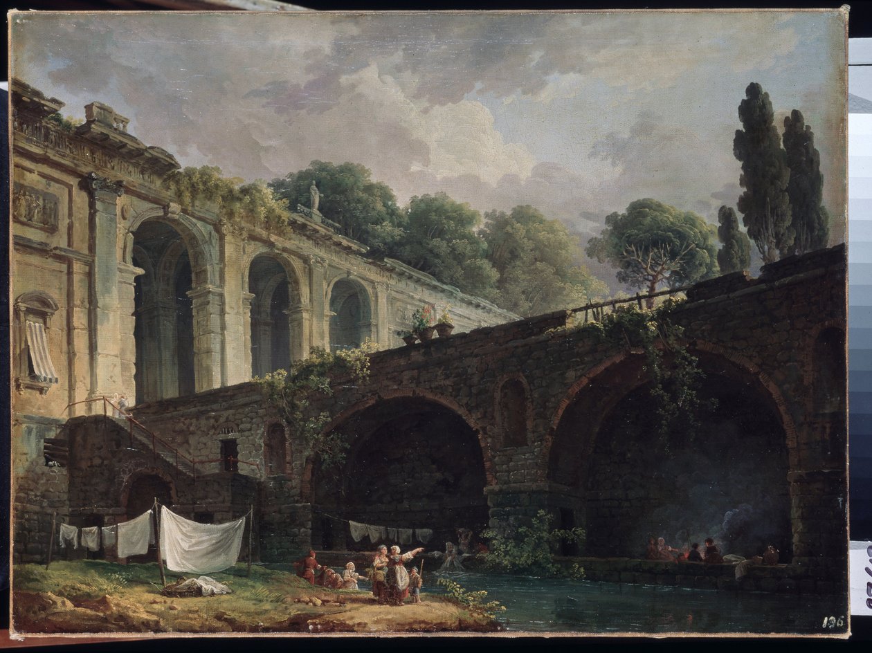 Uitzicht op Villa Madama in Rome door Hubert Robert