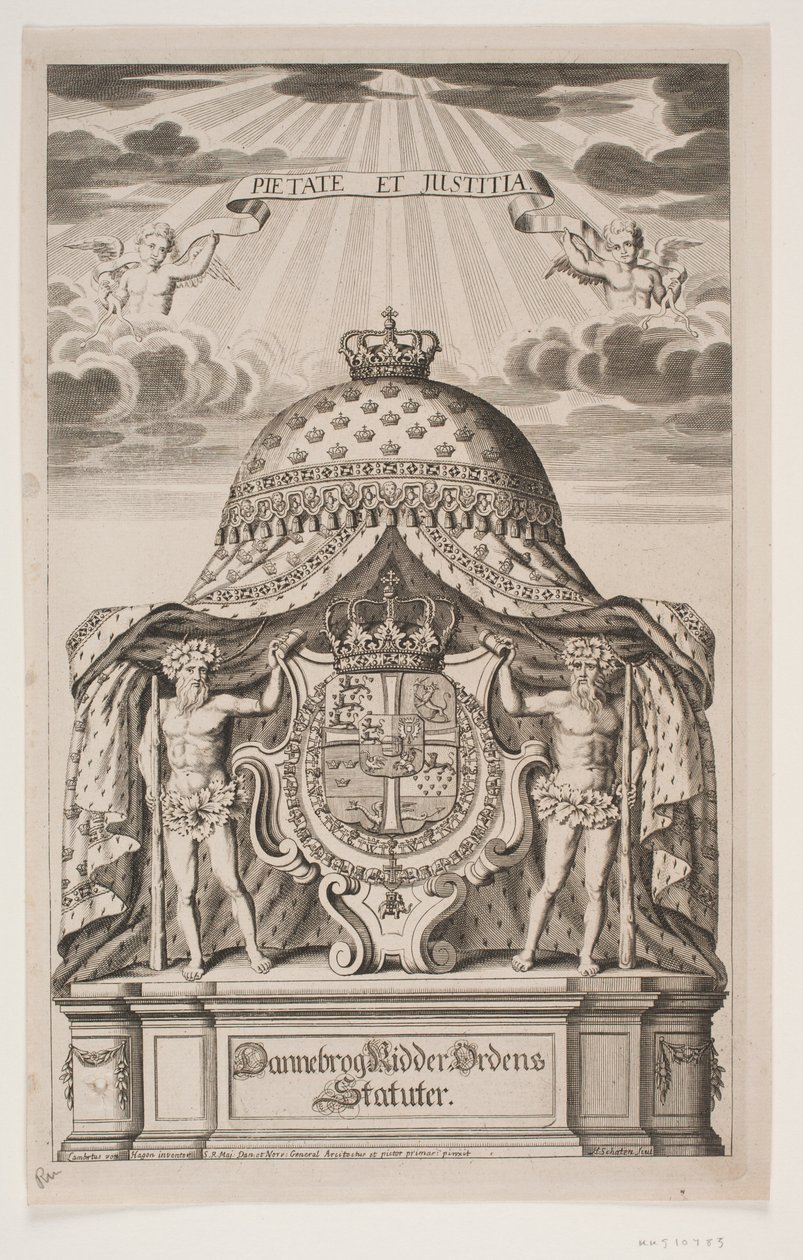 Titelblad voor de statuten van de Orde van de Olifant door Hubert Schaten