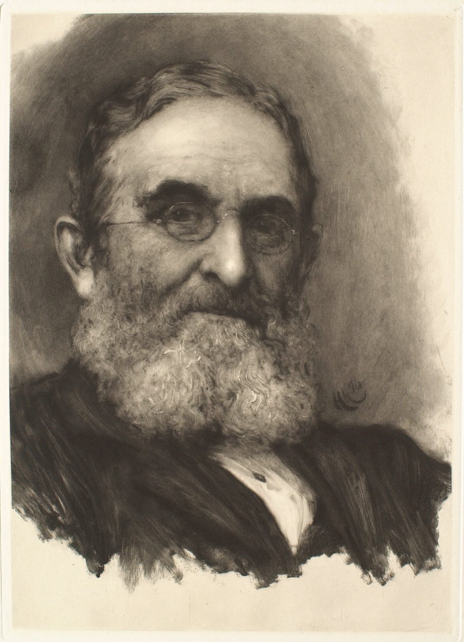 Portret van een bebaarde man met bril door Hubert von Herkomer