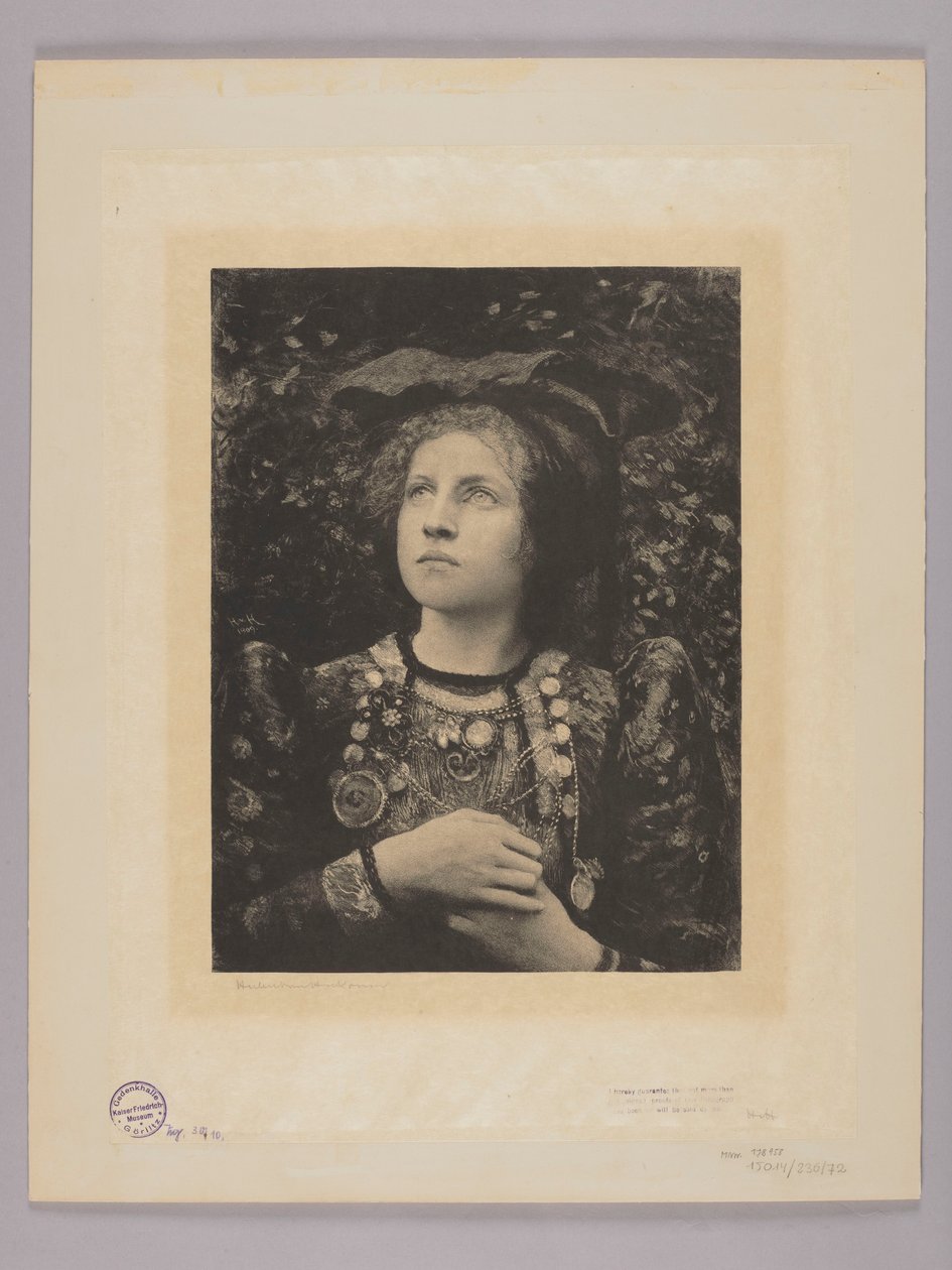 Portret van een meisje in decoratieve dracht door Hubert von Herkomer