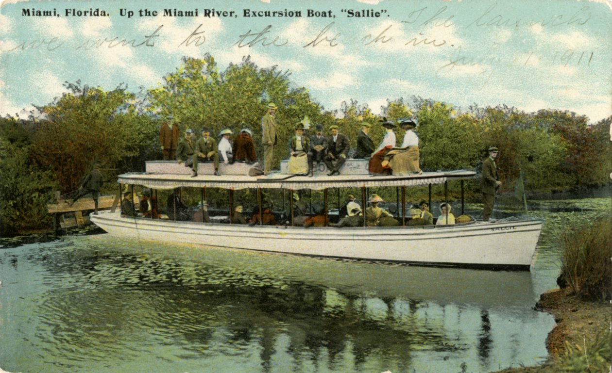 Op de Miami River excursieboot Sallie, c.1910 door Hugh C. Leighton Co.