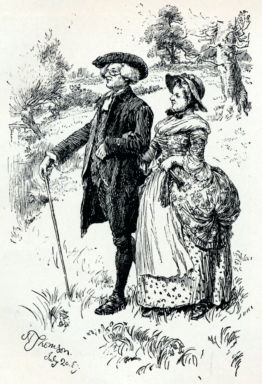 Een illustratie uit The Vicar of Wakefield, 1889 door Hugh Thomson