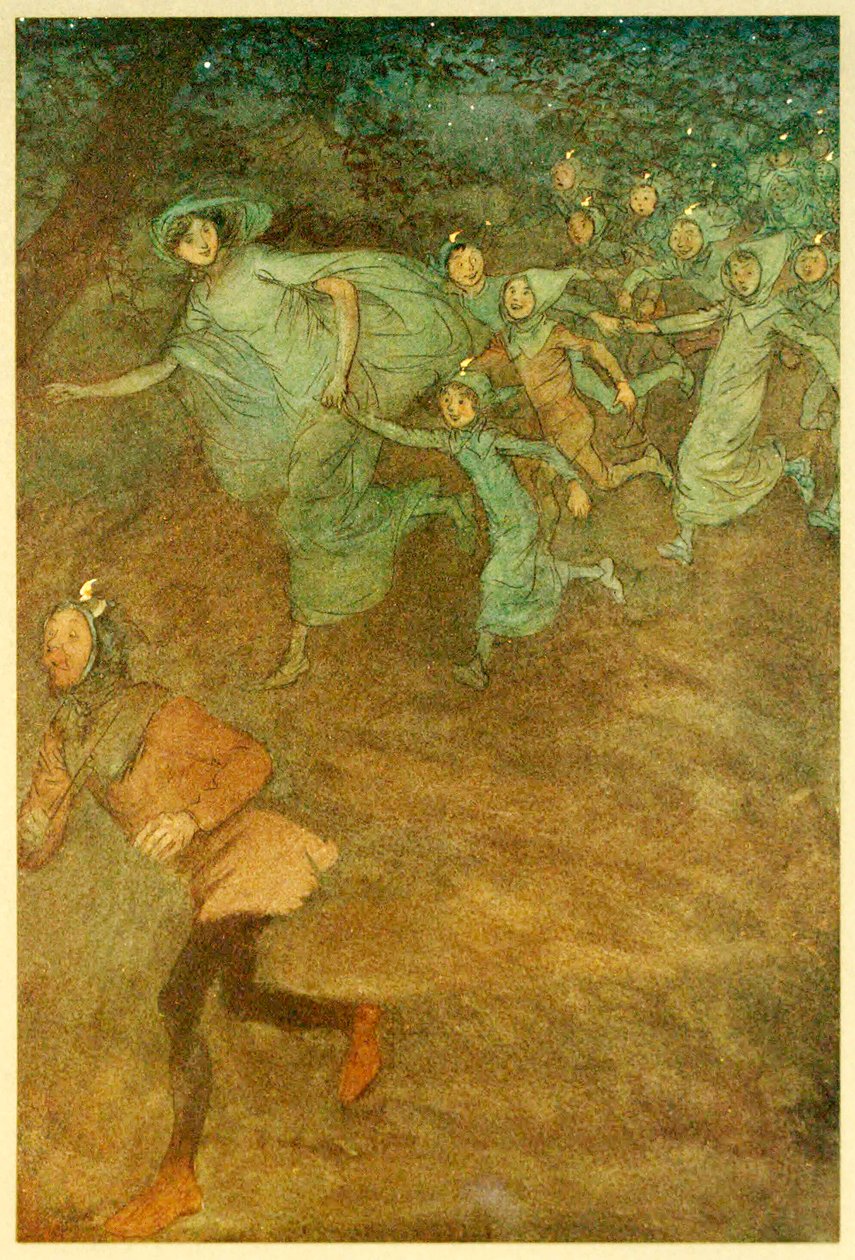 Enter Sir Hugh Evans, Anne Page, en anderen, uit The Merry Wives of Windsor, 1910 door Hugh Thomson