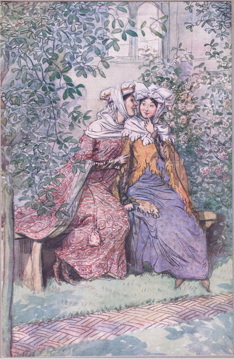 Laten we samen overleggen tegen deze vette ridder, illustratie uit The Merry Wives of Windsor, 1910 door Hugh Thomson